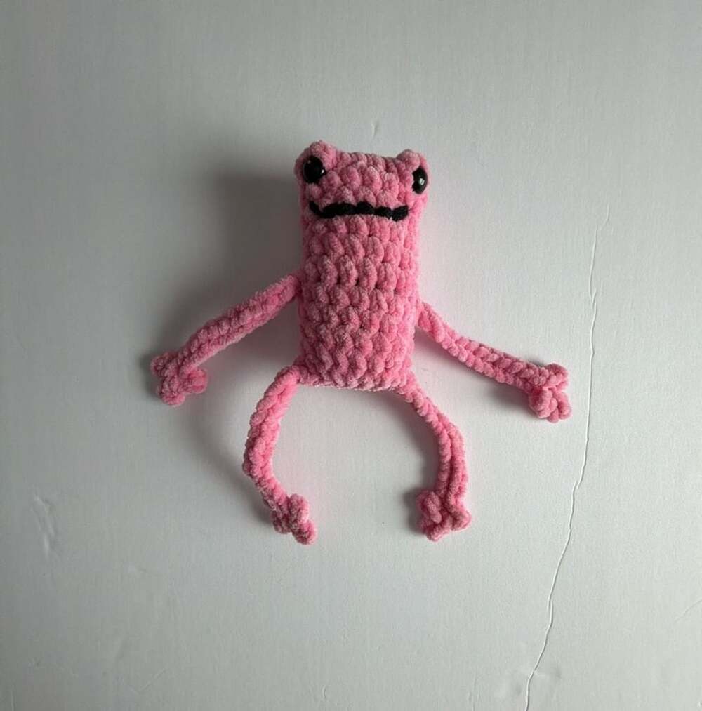 Handmade Crochet Pink Leggy Frog Plushie Amigurumi